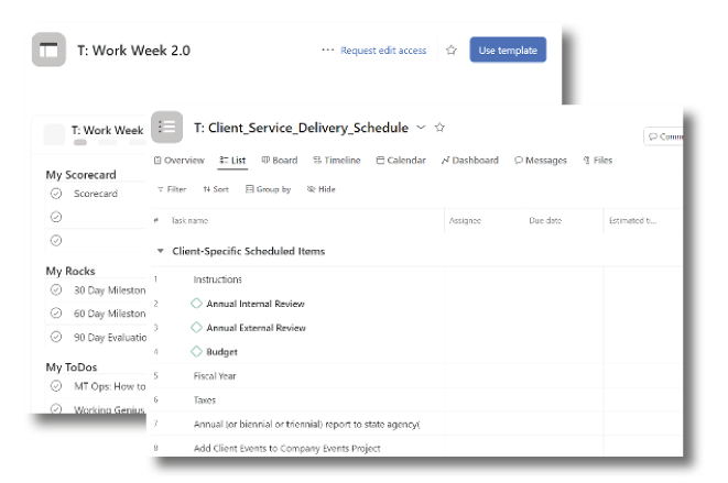 Sample Asana Pages